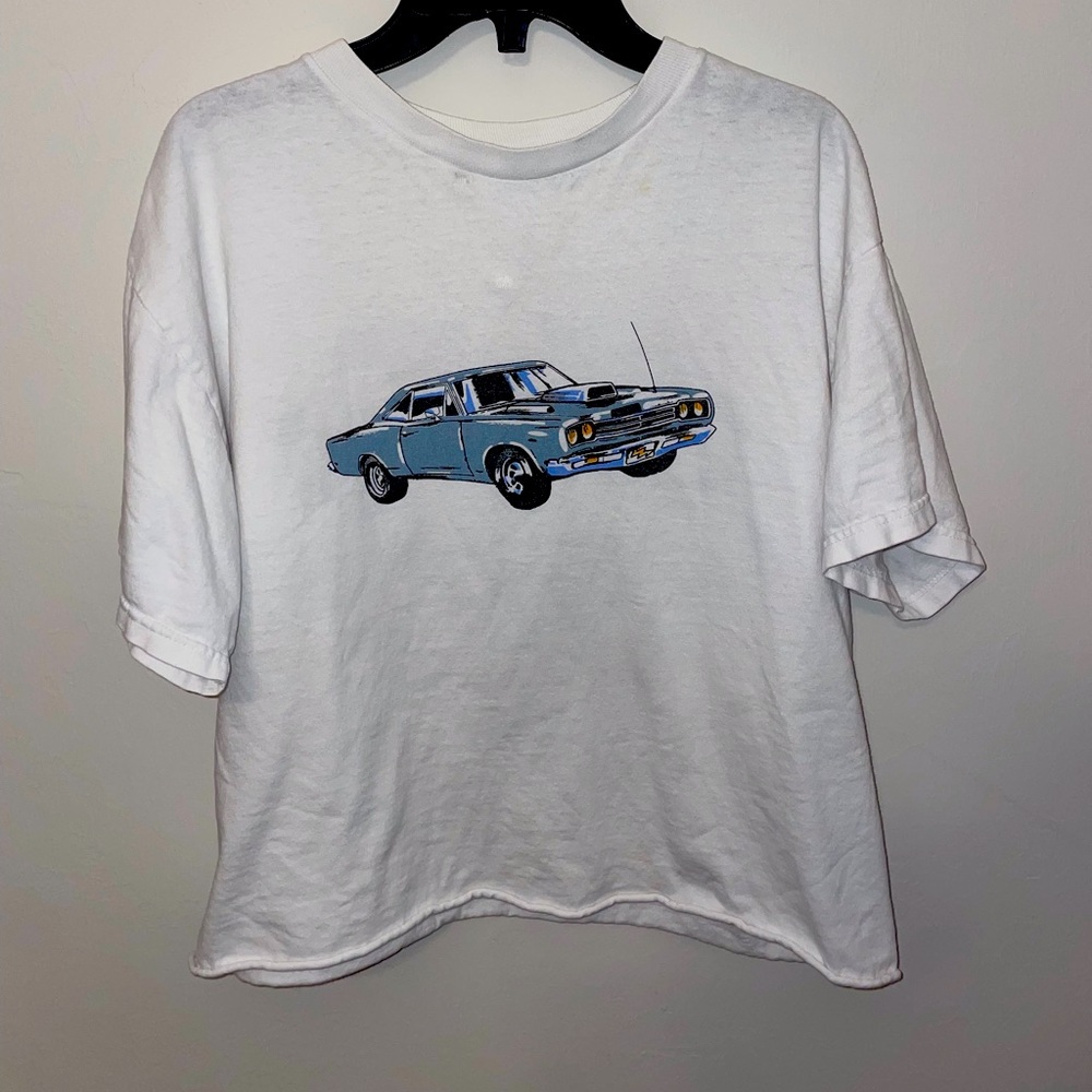 Brandy Melville Motorshow Cropped White Tee